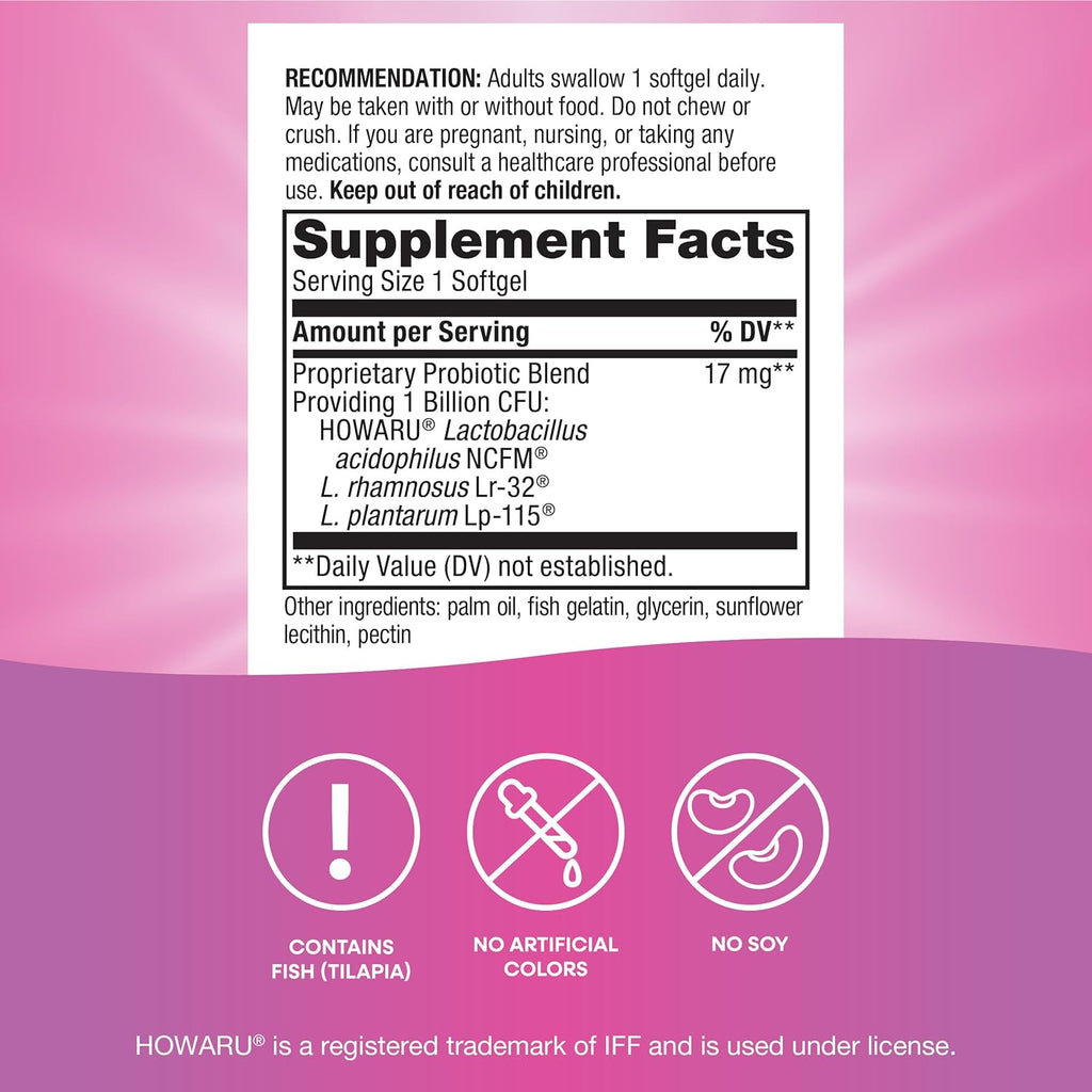Nature's Way Women's Probiotic Pearls, Supports Women's and Digestive Health*, Protects Against Occasional Constipation & Bloating*, 1 Billion Live Cultures, 90 Softgels