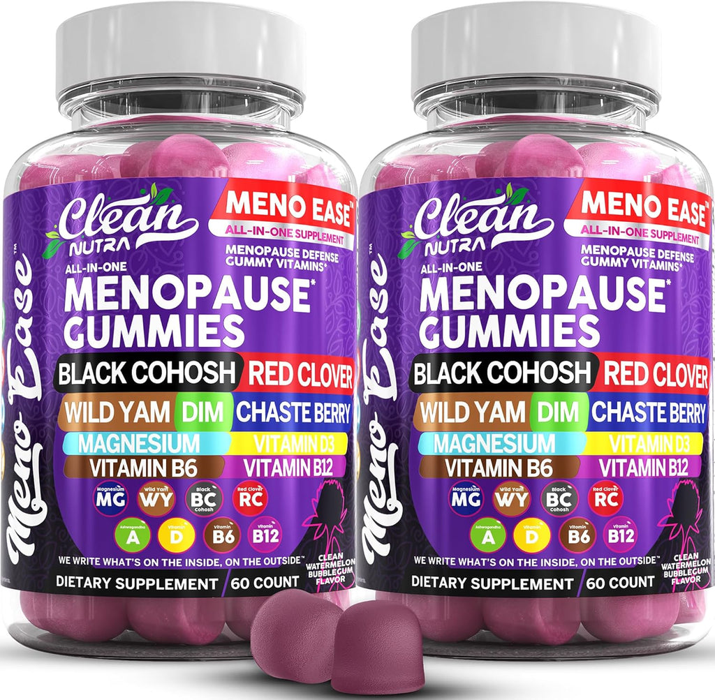 Menopause Supplement For Women Gummies with Black Cohosh, Wild Yam Magnesium, Red Clover For Menopause Relief Hormone Balance Night Sweats Mood Plus Bergamot, Vitamin D3, Vitamin B12, Vitamin B6 Clean