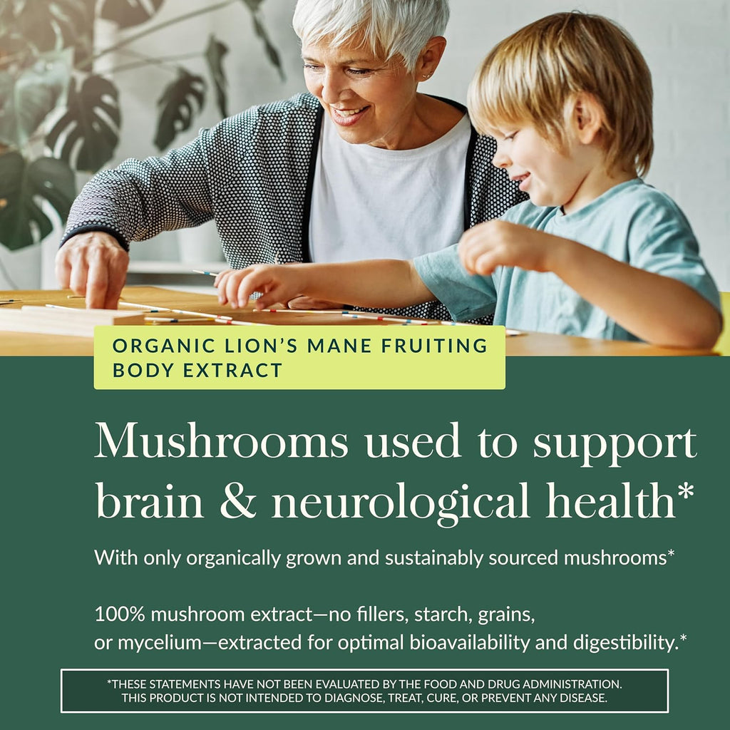 Gaia Herbs Lion’s Mane Mushroom - Brain & Nerve Health Support - 120 Vegan Capsules