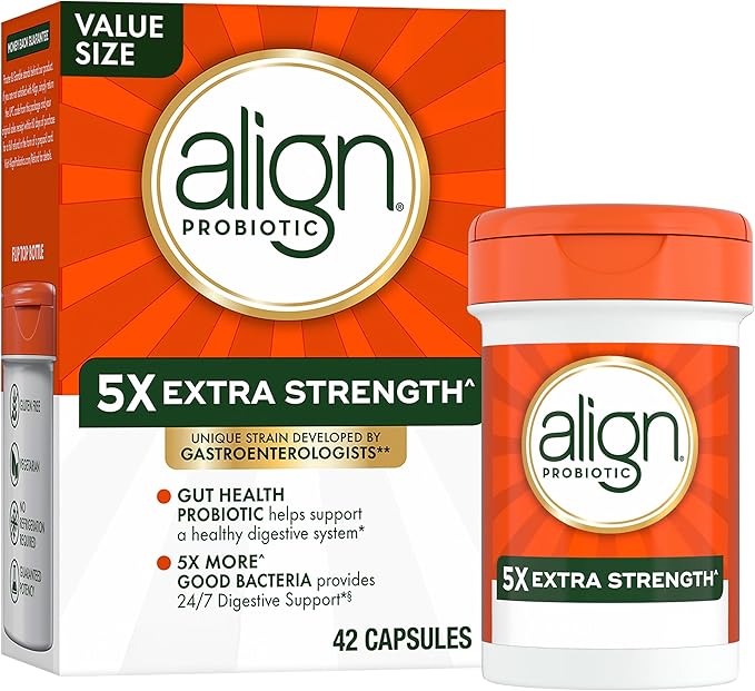 Align Probiotic Extra Strength, Probiotics for Women and Men, Probiotic Capsules with 5X CFUs, 42 Capsules