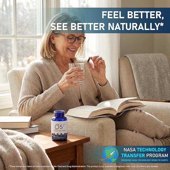 OS2 Ocular Support Solution - Patented Eye Vitamins for Macular Health, Dry Eye and Blue Light - Lutein, Zeaxanthin, Omega 3, Astaxanthin and AREDS2 Supplements, Co-Developed by NASA, 90 ct