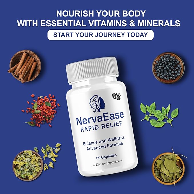 BLUE VIBE NervaEase Premium Health & Wellness Nootropic Supplement, NervaEase Advanced All Natural Health Management & Overall Support Supplement Formula Pills (5 Pack - 300 Capsules)