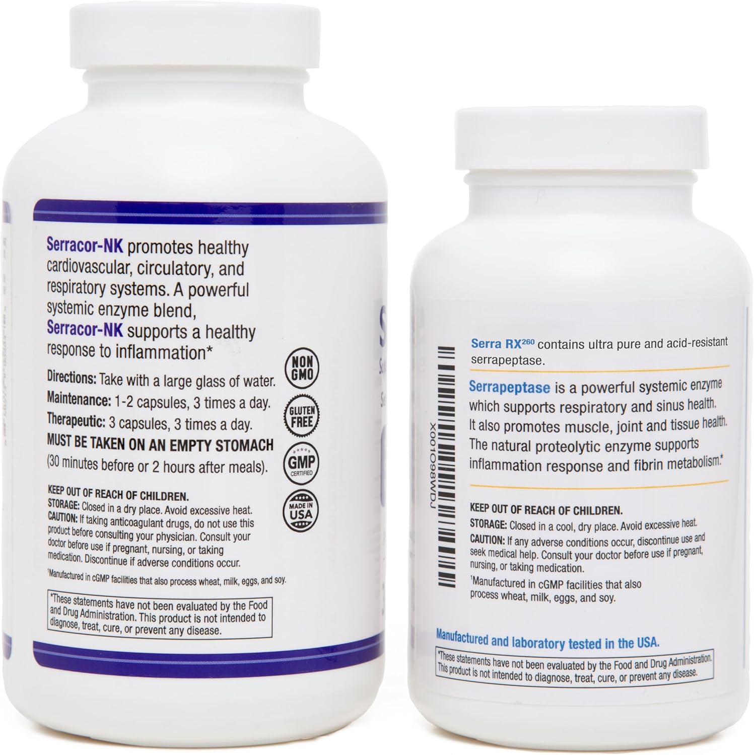 Serracor-NK (300) & Serra-RX 260,000 SU (120)- Scar Tissue Bundle - Acid-Resistant Serrapeptase Proteolytic Systemic Enzyme
