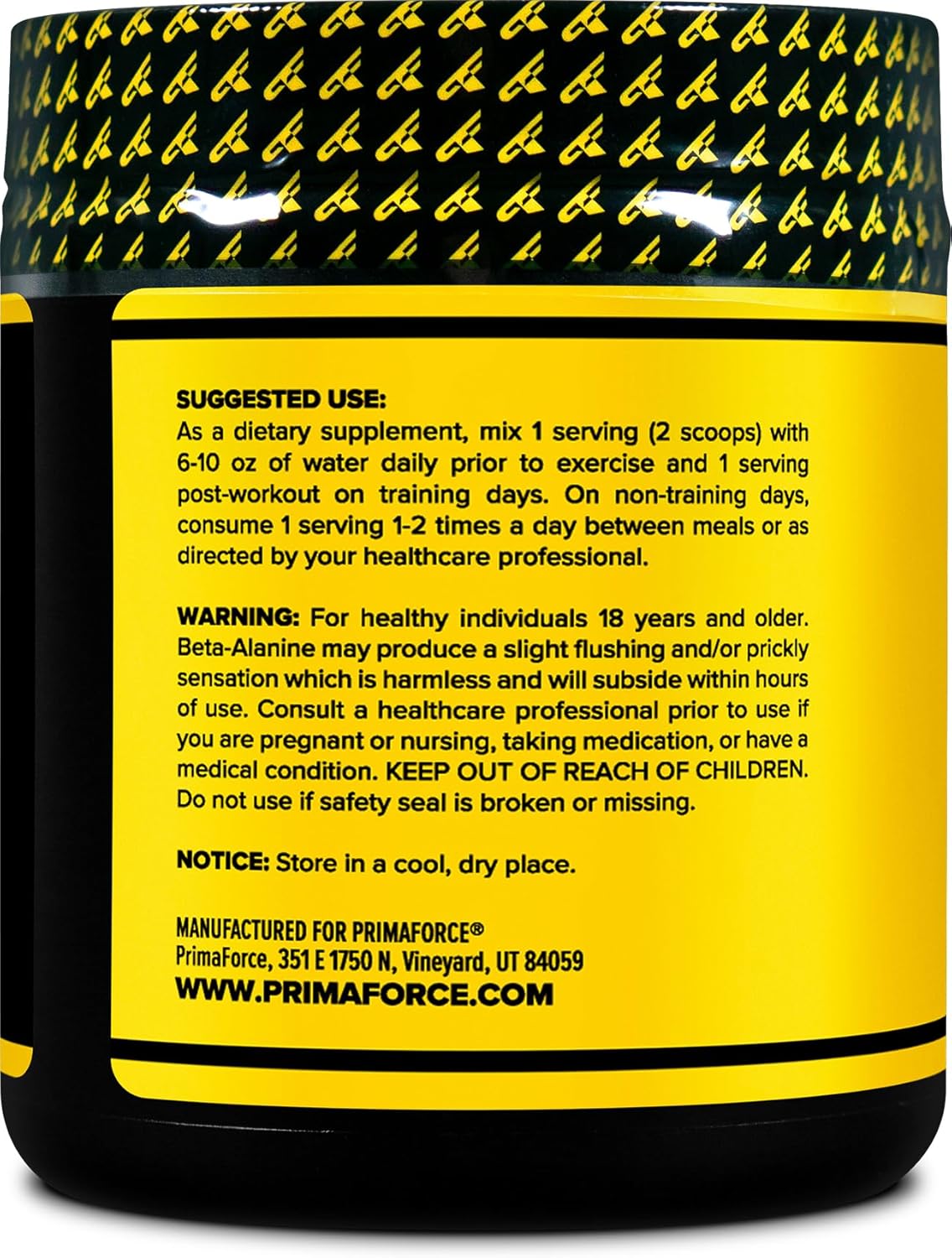 Primaforce Beta Alanine Powder, Unflavored, 200 Grams - Gluten Free, Non-GMO Supplement for Men and Women