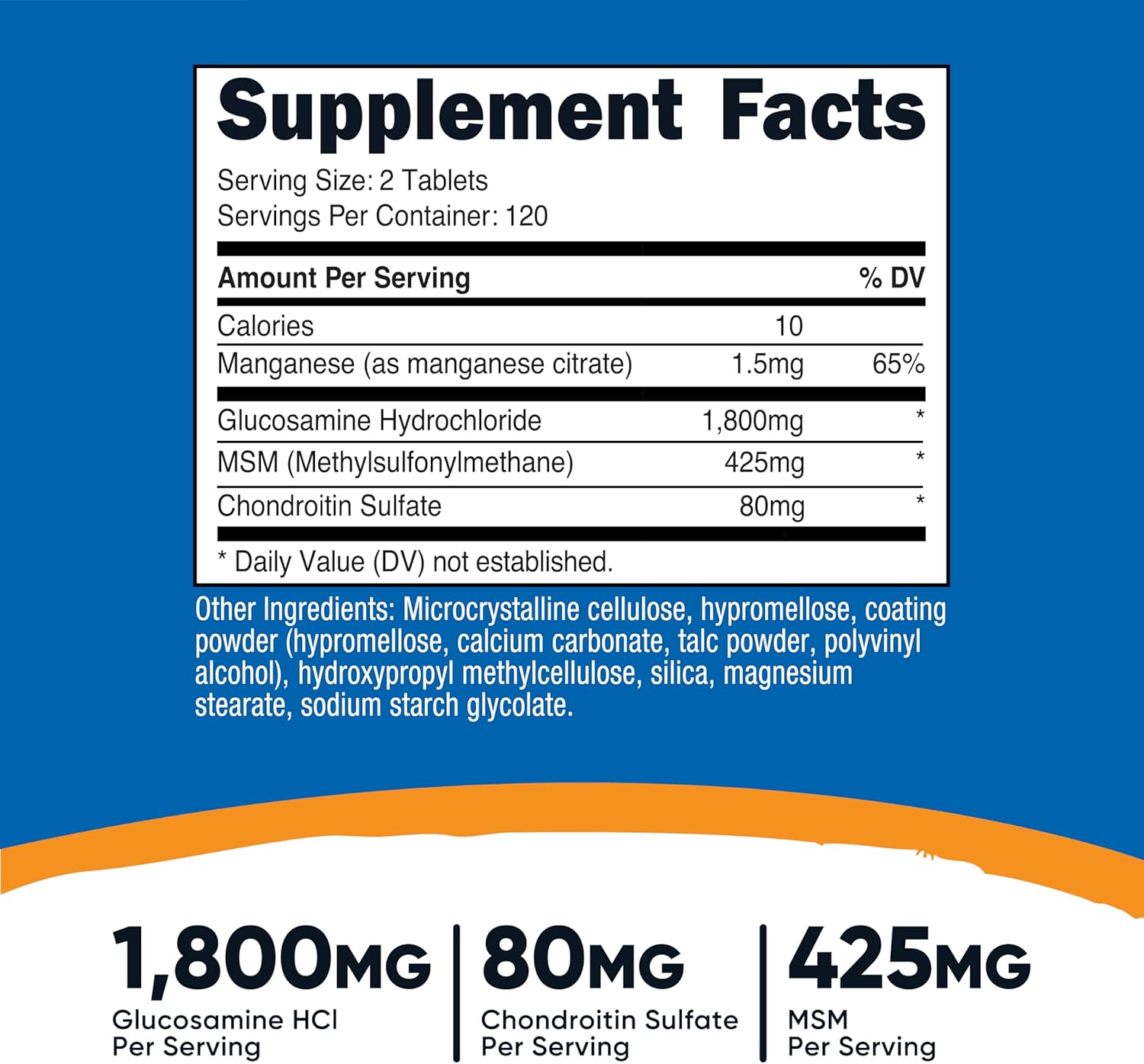 Nutricost Glucosamine 1800mg with Chondroitin & MSM, 240 Tablets, 120 Servings - Non-GMO, Gluten Free
