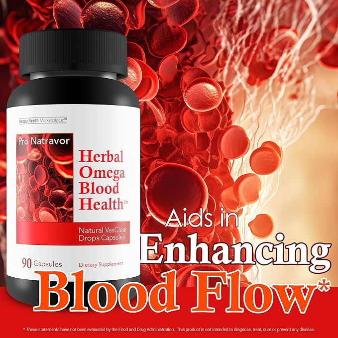 Healthy Blood Flow Circulation Support - Our Best Blood Circulation Blood Flow Supplement - Aid Healthy Circulation - Herbal Omega Blood Health Circulatory Support Formula Natural BP Support Formula