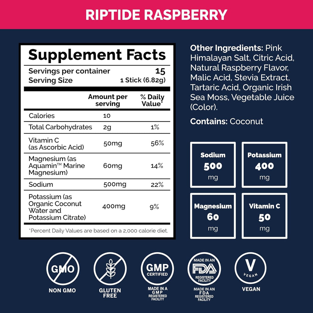 Voli Electrolytes Powder Packets | No Added Sugar Electrolyte Drink Mix for Hydration | Keto & Fasting Friendly, Natural Superfoods & Minerals | Raspberry 15-Count