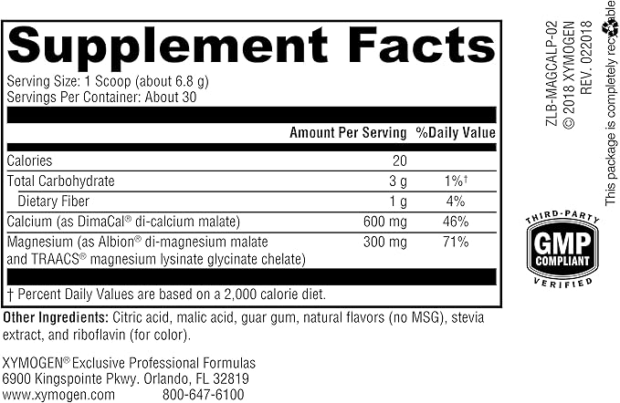 XYMOGEN OptiMag Plus Calcium - Great-Tasting Magnesium Powder with Calcium to Support Calm Behaviors, Healthy Mood, Healthy Bone + Muscle Function - Pear Flavor, with Magnesium Malate (7.2 oz)