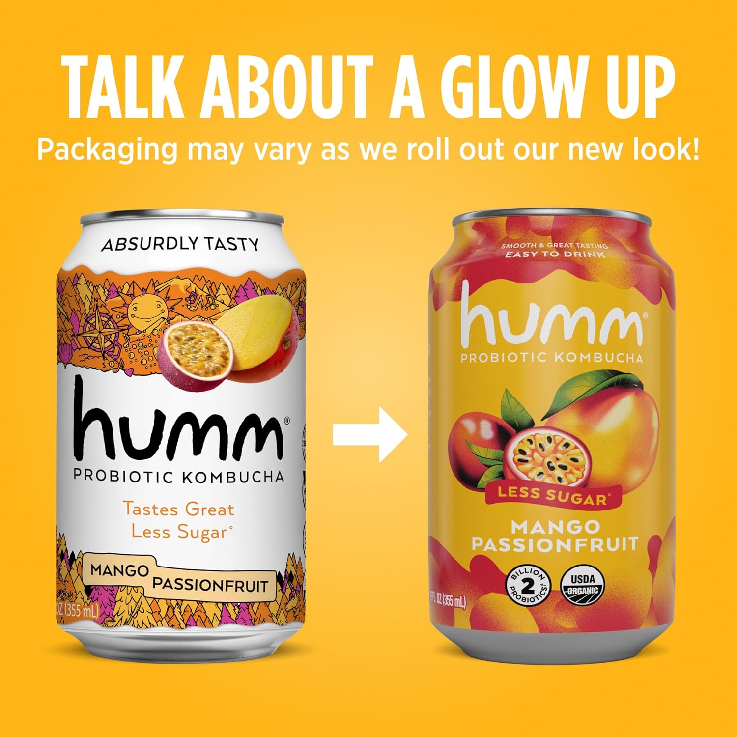 Humm Kombucha Seasonal Variety 12 Pack, Cherry Limeade, Blueberry Mint, Mango Passionfruit, Organic, Vegan & GMO Free