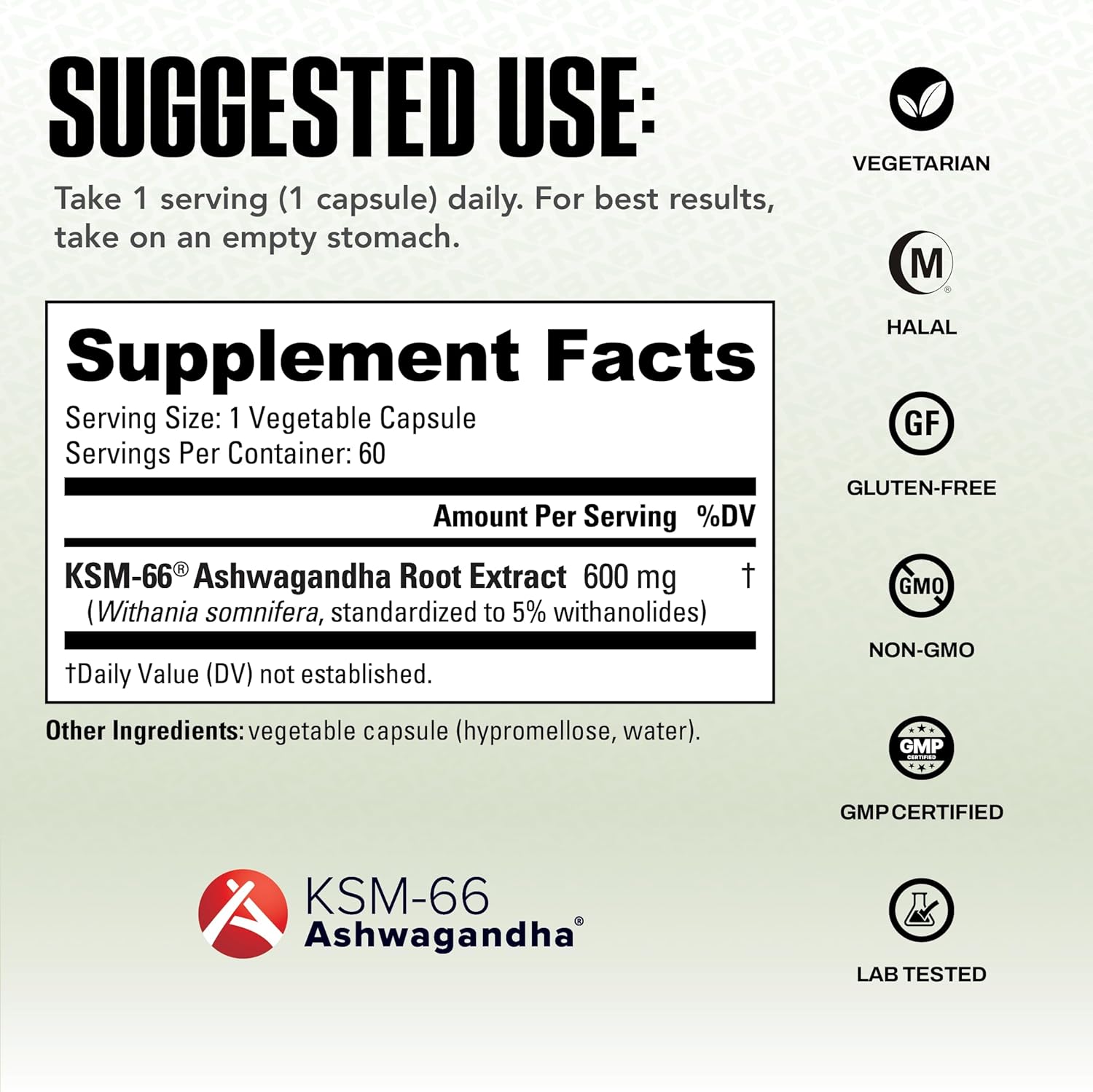 NutraBio Ashwagandha KSM-66 | Ashwaganda Herbal Supplement for Stress, Mood, & Performance | 600 MG of Clinically Studied KSM66 60 Capsules