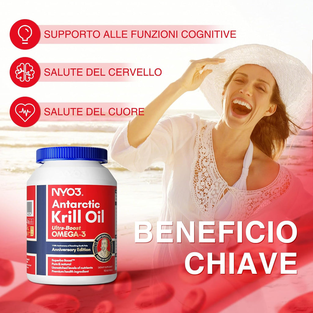 Krill Oil Omega 3 Supplement 1000mg 60 Softgels EPA & DHA, Pure Antarctic Krill Oil with Astaxanthin and 56% Phospholipids Third Party Tested