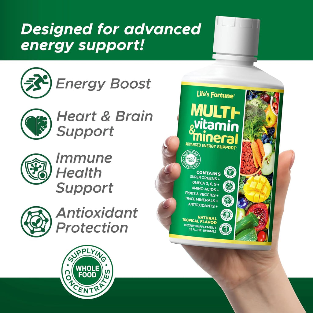 Life's Fortune Multivitamin All Natural Energy Source Supplying Whole Food Concentrates, Antioxidants, Amino Acids, Enzymes, Trace Minerals & More, 32 Servings (Pack of 2)