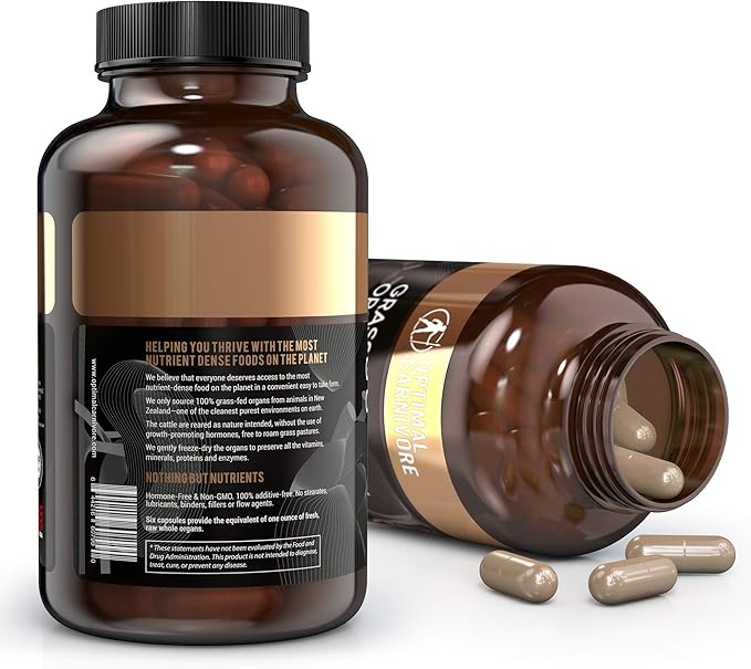 Beef Organ Supplement | 9-Organ Complex from Grass-Fed New Zealand Cattle | Whole-Food Multivitamin Alternative for Energy, Digestion, Immune & Brain Support | 30 Day Supply