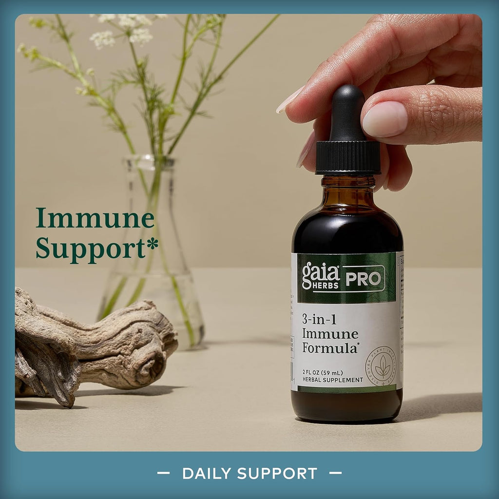 Gaia Herbs Pro 3-in-1 Immune Formula - Immune System Support Supplement* - Liquid Supplement with Astragalus Root & Schisandra Berry - 2 fl oz (44 Servings)
