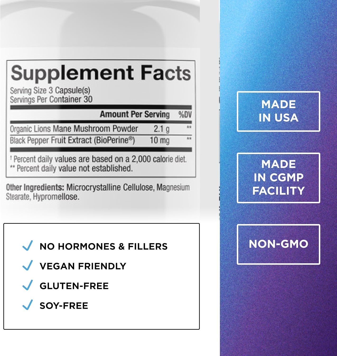 DR. EMIL NUTRITION 2100mg Organic Lions Mane Supplement Capsules - Focus, Mental Clarity & Cognition - Nootropic Lion's Mane Mushroom Supplement with Organic Lions Mane