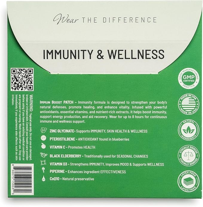 ImmunBoost Film Patches – Topical Patches for Immune Support & Overall Wellness – Long-Lasting Effect – 16 Pack