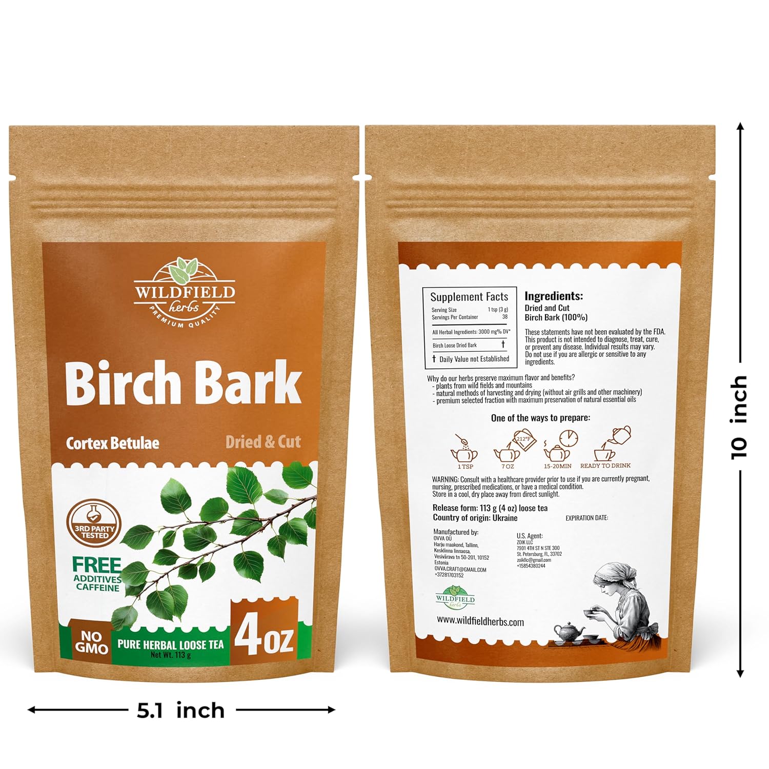 4 oz. Birch Bark Herbal Tea (Betulae Gemmae) – 113g Dried Birch Bark Herb Tea Corteza de Abedul