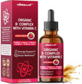 Organic B-Complex Liquid Drops with Vitamin C - B1, B2, B6, B12, B5, Niacin - Energy Support, Brain Wellness - Raspberry Flavor - Made in USA - 2.0 fl oz (60ml)