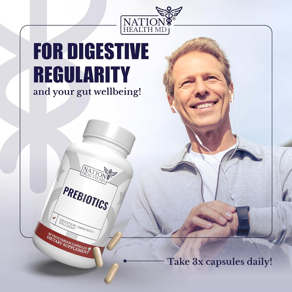 Prebiotics for Digestion, Immunity and Wellness - with Inulin from Jerusalem Artichoke and Chicory Root - Prebiotics for Women & Men, 90 Capsules