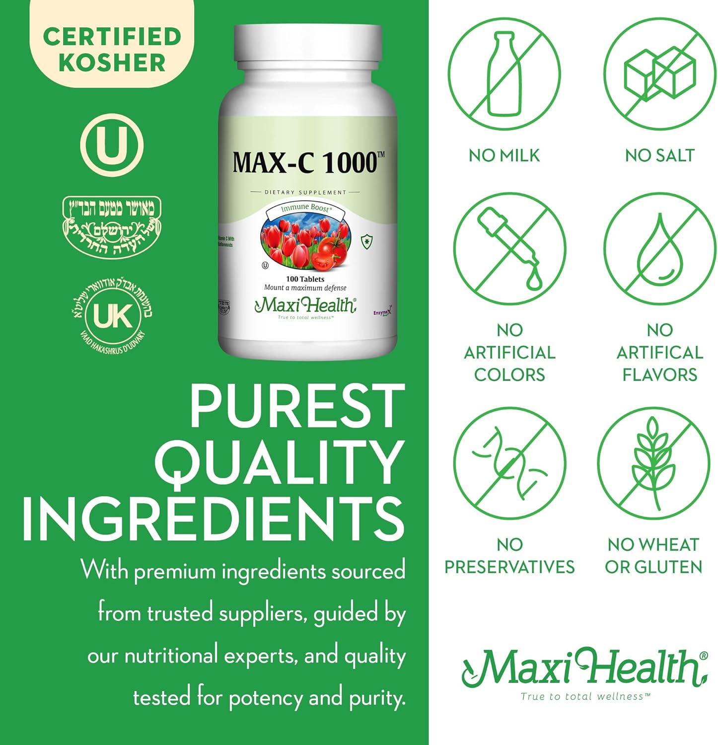 1000 mg Vitamin C - 1000mg Tablets Ultra High Absorption Formula - Gluten Free Kosher Dietary Non GMO Vitamin C Supplement for Immune Support - VIT C Vitamin C Tablets from Ascorbic Acid, 100 Count