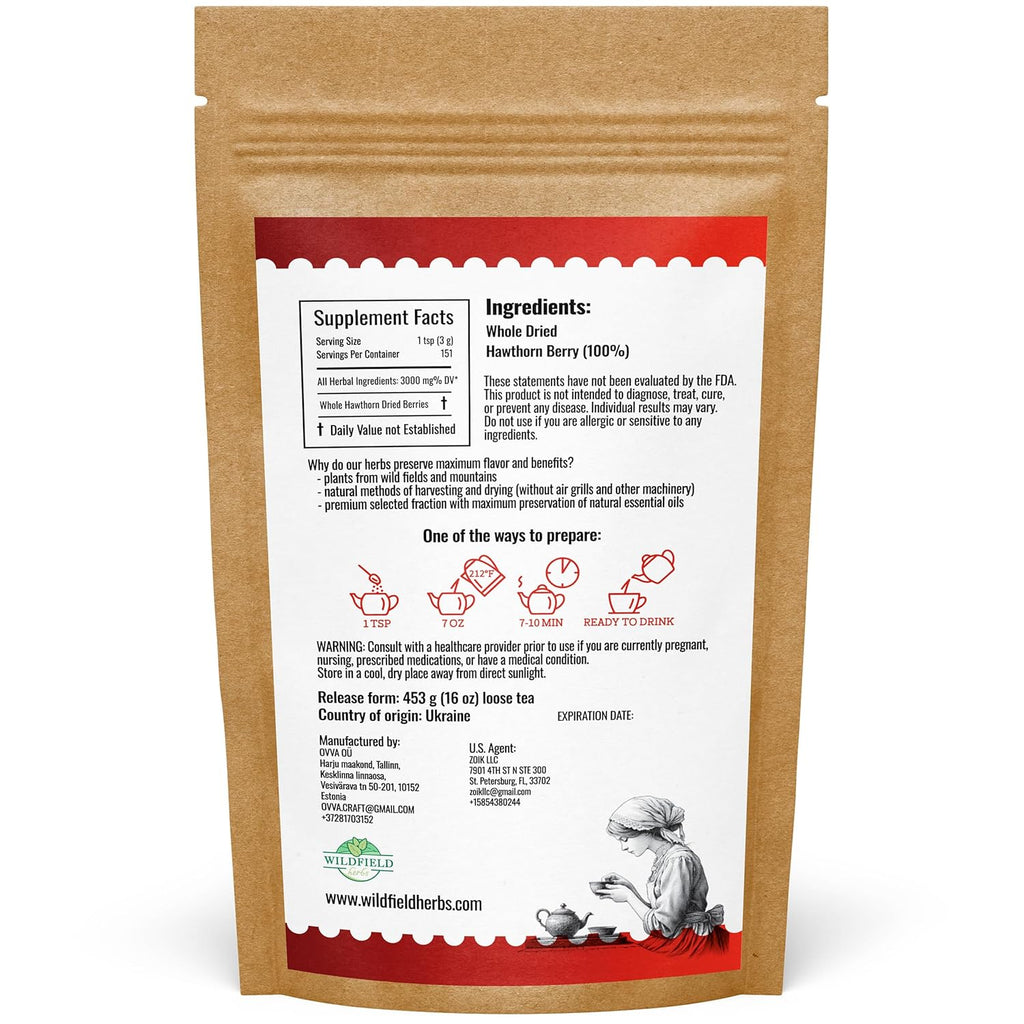 16 oz. Hawthorn Berry Herb Tea Espino blanco (Crataegus L.) - 453g Hawthorn Berry Tea