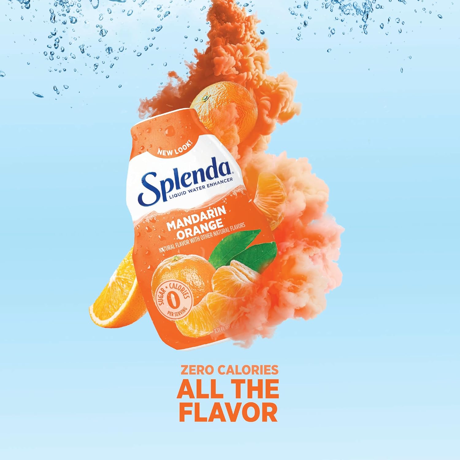 SPLENDA Liquid Water Enhancer Drops, Sugar Free, Zero Calorie, Natural Flavor, Concentrated Drink Mix, 3.11 Fl Oz Each Bottle (Mandarin Orange, 2 Pack)