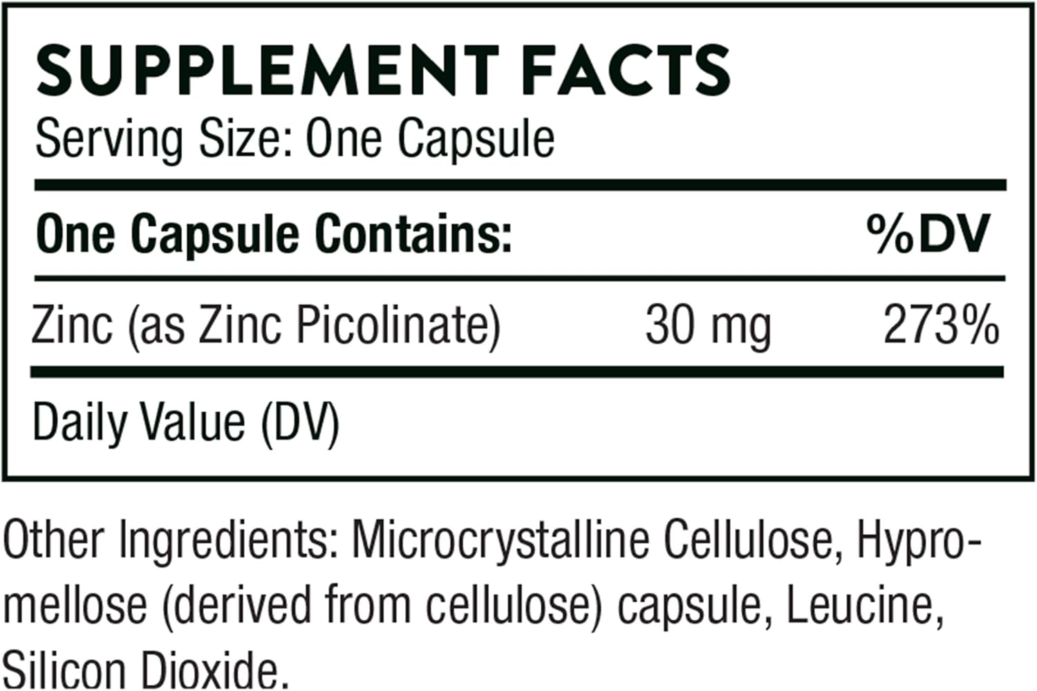 THORNE - Zinc Picolinate 30 mg - Well-Absorbed Zinc Supplement for Growth and Immune Function* - 60 Capsules