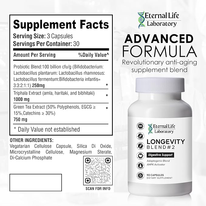 Probiotics for Women and Men, Daily Probiotic Supplement Probiotics and Triphala, Green Tea Extract - Anti-Aging Gut Health Optimizer - Intestinal, Colon & Digestive Health - 90 Capsules