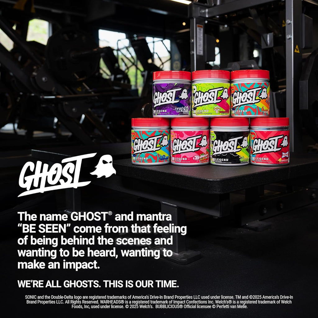 GHOST Legend Pre-Workout Powder, Warheads Sour Watermelon - 30 Servings – Pre-Workout for Men & Women with Choline, L-Citrulline, & Beta Alanine for Energy & Focus