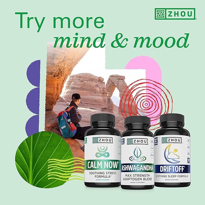 ZHOU Brain & Energy Support Bundle - Nootropic Brain Supplement for Memory & Focus, 200mg L-Theanine & 100mg Caffeine Pills, Natural Caffeine Boost - Energy + Focus (60 Caps) & Neuro-Peak (30 Caps)