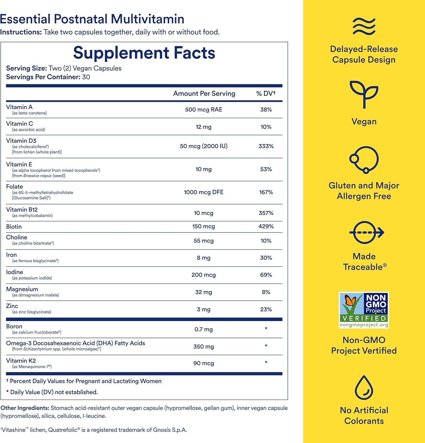 Ritual Essential for Women Postnatal Multivitamin - Postpartum Vitamin - Omega-3 DHA & Choline for Lactation Support, Vitamin A, C, D3 & Zinc for Immune Function Support*, B12, Iodine, Biotin, 30 Day