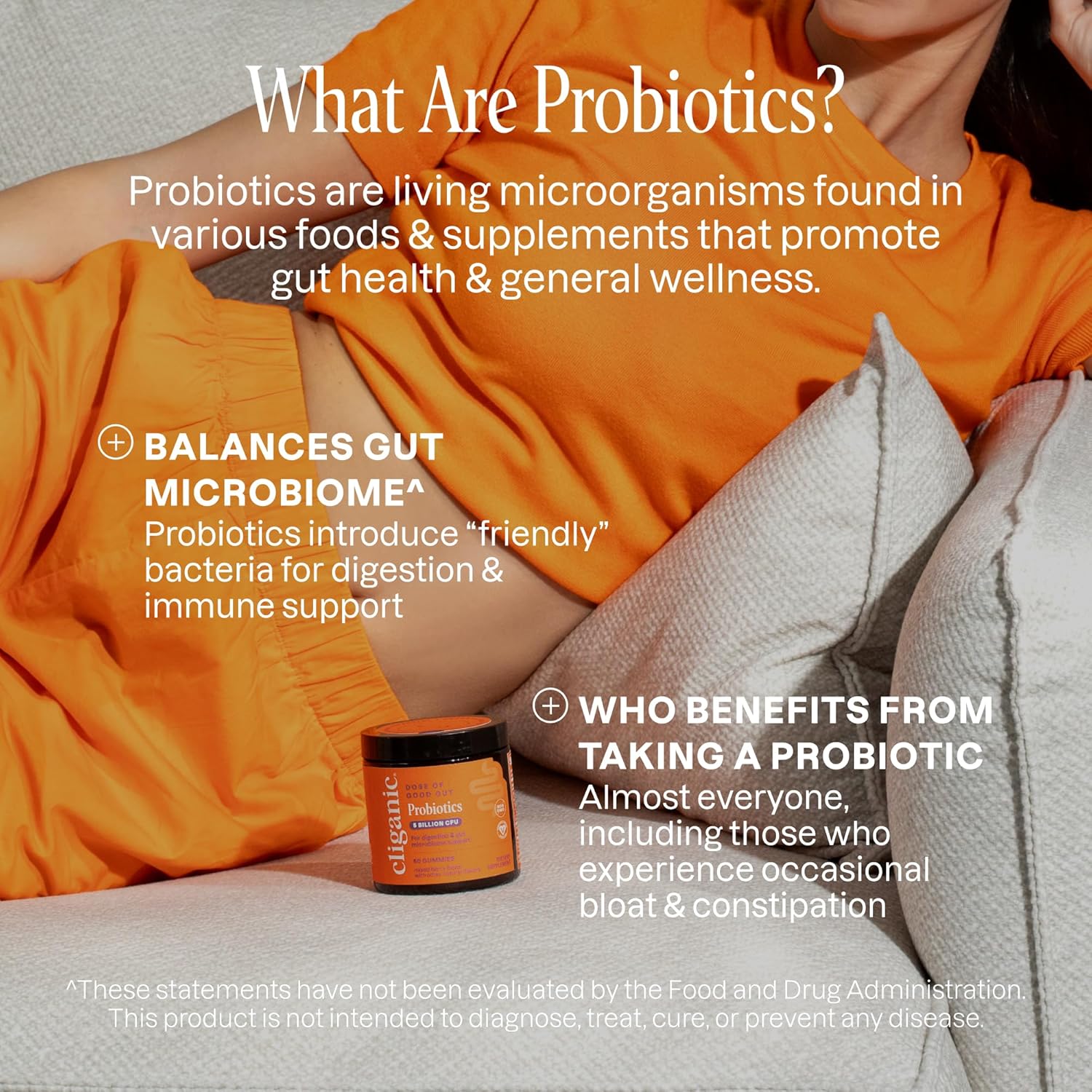 Cliganic Probiotics Gummies for Women & Men Promotes Digestive Gut Health (5 Billion CFU, 60-Day Supply) - Gluten-Free, Kosher, Vegan, Non-GMO, Microbiome Balance, Berry Flavor