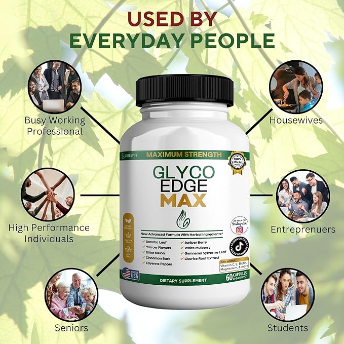 GLYCO Edge MAX Maximum Strength Supplement, 60 Veggie Capsules, with Banaba Leaf, Bitter Melon, Gymnema Sylvestre, Vitamins and Minerals (3)