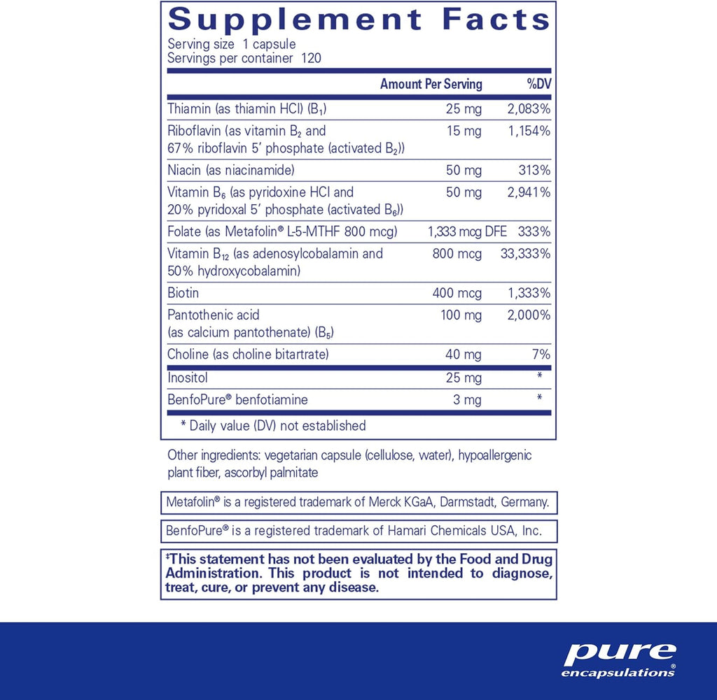 Pure Encapsulations PureGenomics B-Complex - Broad Spectrum B Vitamin Support for Genetic Expression, Cellular Function, Hormone Production & Energy Metabolism* - with Vitamin B12 & B6-120 Capsules