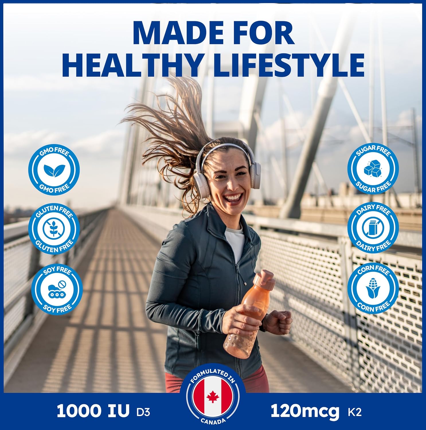 CanPrev D3 & K2 Vitamins 120 Softgels, 120-Day Supply, 1000IU Vitamin D3 & 120mcg K2, Supports Strong Bones, Teeth & Heart Wellness, Easy-to-Absorb with Organic Coconut Oil, No GMO, Gluten, Soy, Dairy