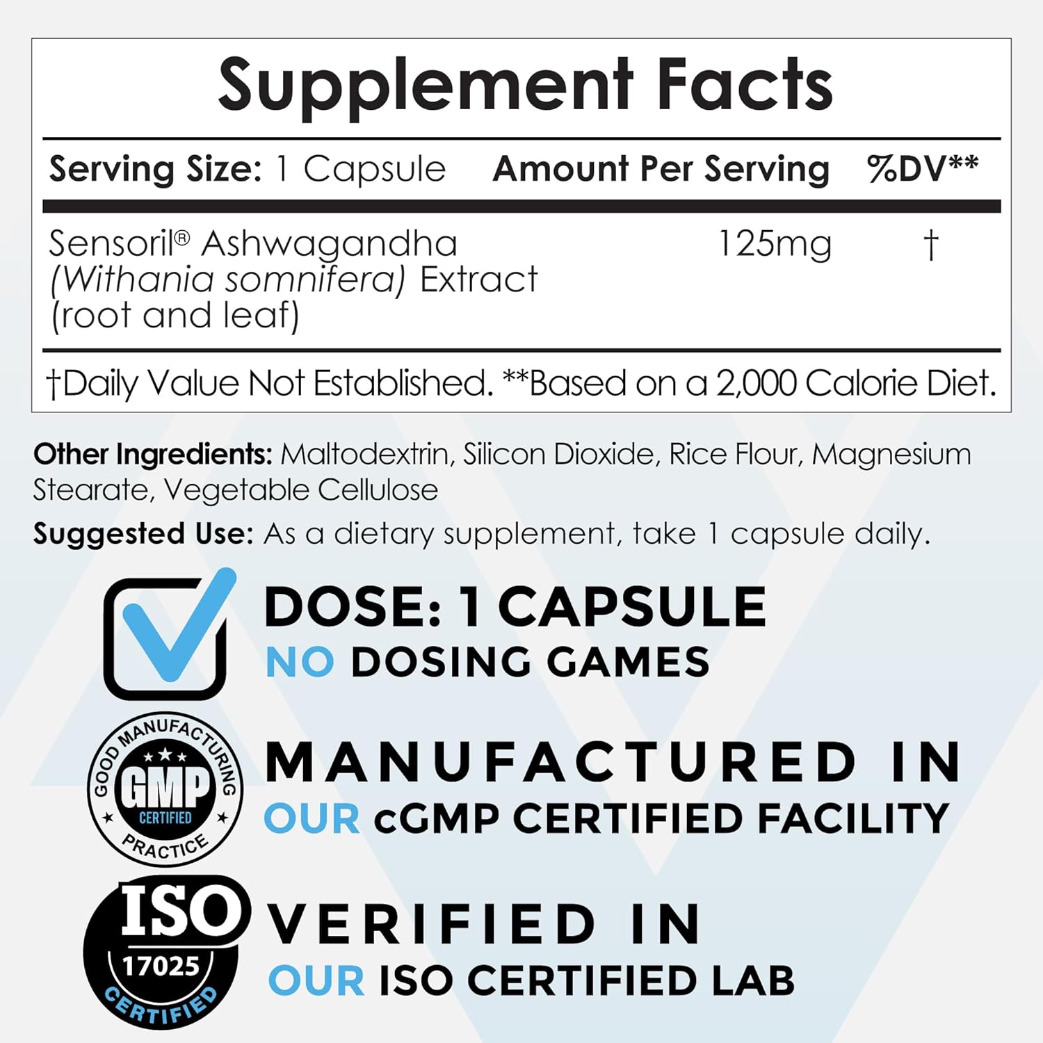 Nootropics Depot Sensoril Ashwagandha Capsules | 125mg | 180 Ct. | Ayurveda Supplement | Standardized Withania somnifera Extract | to Support Healthy Energy, Mental Cognition + Cardiovascular Health