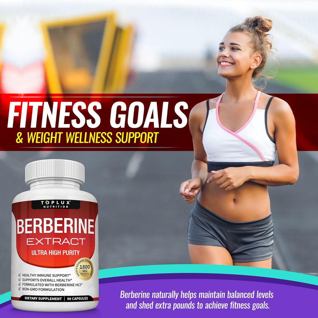 Berberine Supplement 1800mg - Berberine HCL 97% Tested Ultra High Purity Premium Berberine Extract to Support Overall Health, High Potency Berberine Plus Non-GMO Vegan Men Women, 90 Capsules