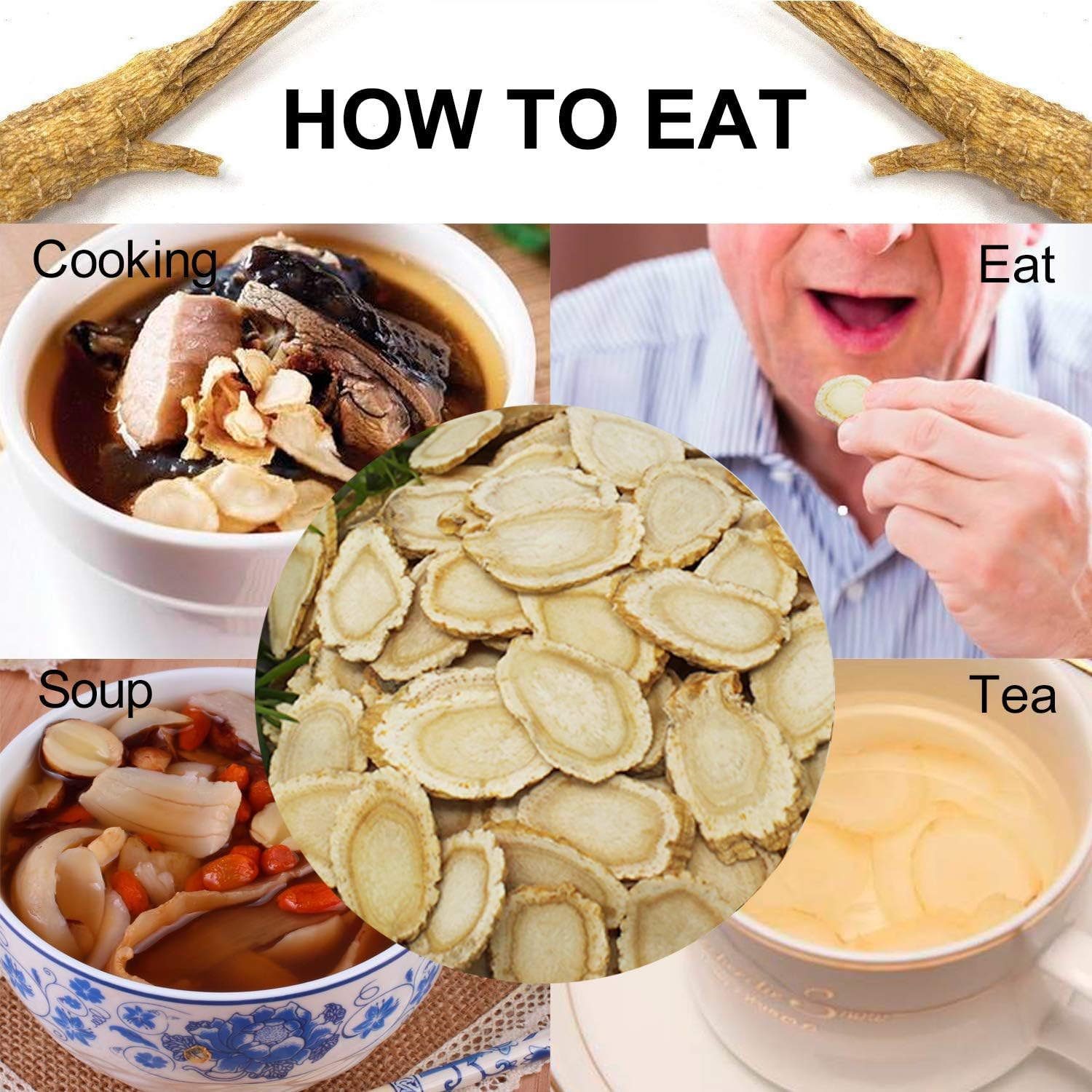 American Ginseng Slices from Wisconsin, DOL American Wisconsin Ginseng Slices Root for Tea, Energy for Men Women Health Boosts Immunity,多年生長 大园切片 花旗參/西洋參, Lager Round Strip 1 Box of 4OZ