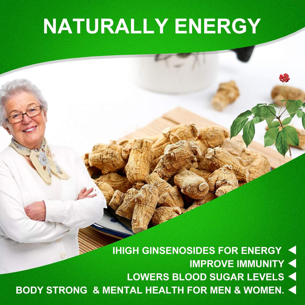 4 Bags of American Ginseng Slices from Wisconsin, DOL American Wisconsin Ginseng Slices Root for Tea, Energy for Men Women Mental Health Boosts Immunity, Gluten Free, 花旗参/西洋参 4 Bag of 4OZ,16 Ounces