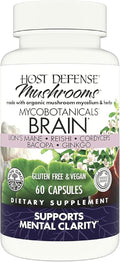Host Defense MycoBotanicals Brain* Capsules - Brain Support Supplement with Lion's Mane, Reishi & Cordyceps Mushroom - Herbal Supplement for Memory & Focus Support - 60 Capsules (30 Servings)*