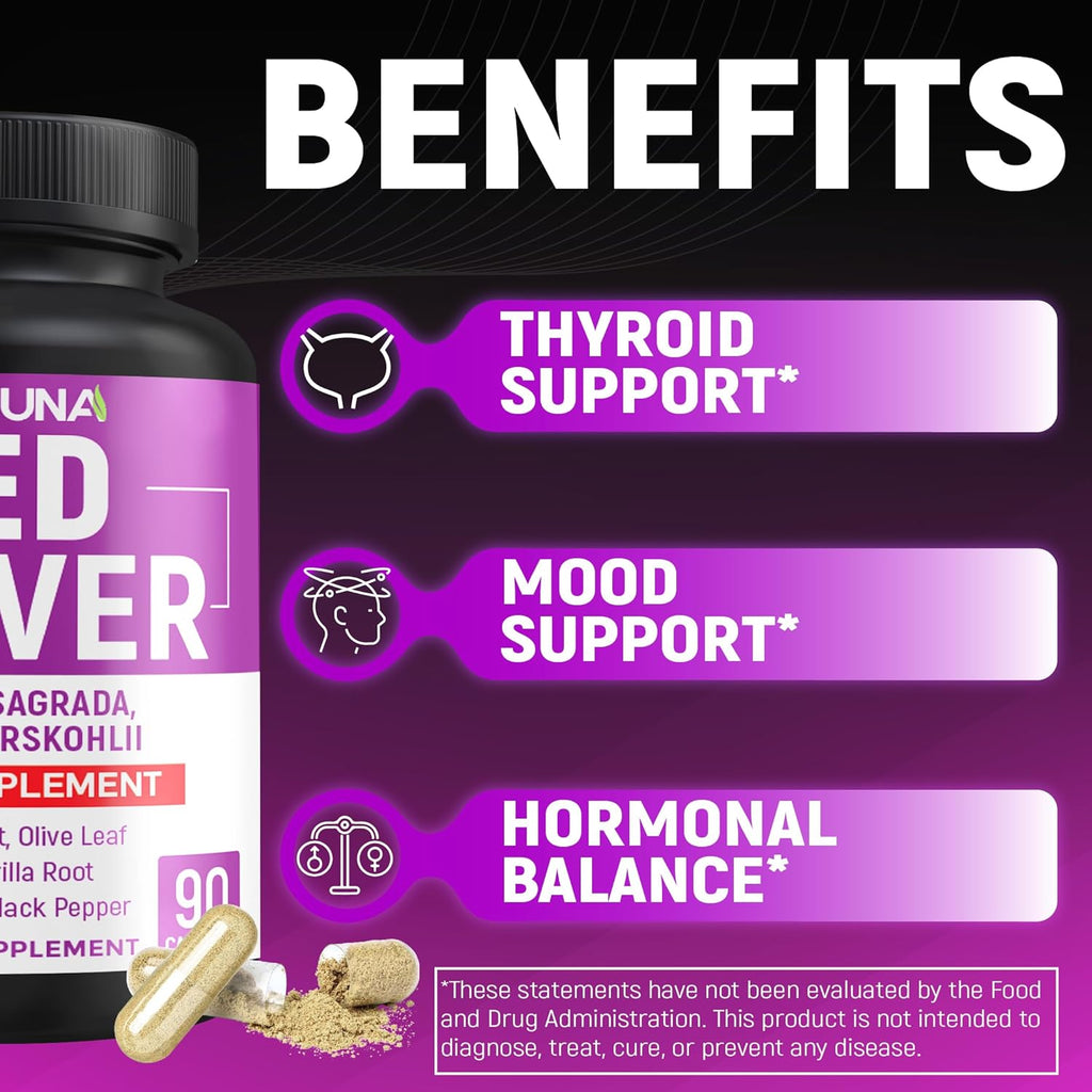 Red Clover Capsules with Red Clover, Cascara Sagrada Bark, Coleus Forskohlii - 90 Capsules for 3 Months Supply