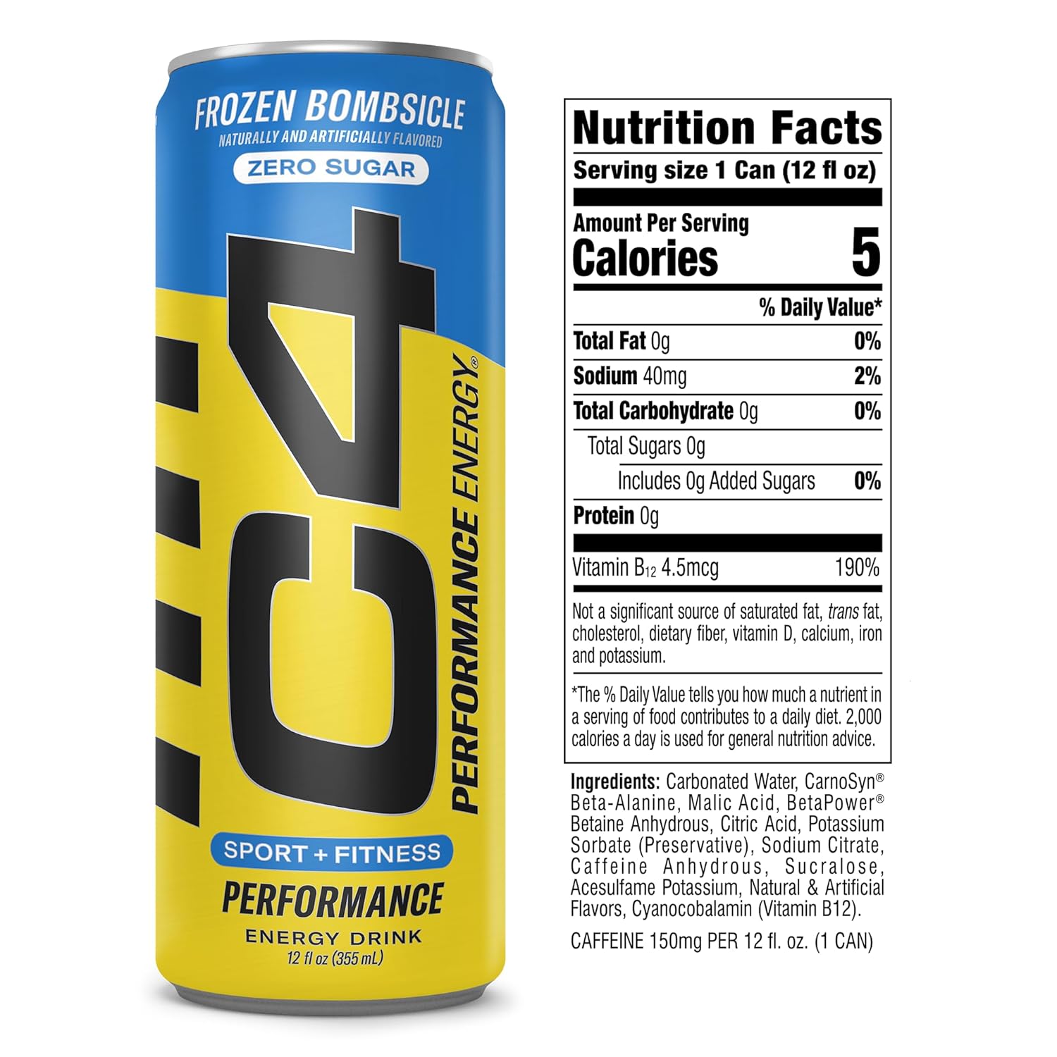 C4 Performance Energy Carbonated 12oz 4pk Frozen Bomb