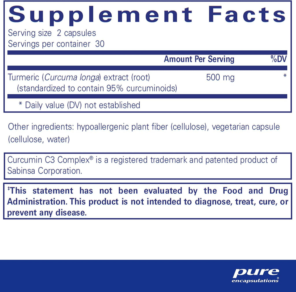 Pure Encapsulations Curcumin - 500 mg - Supports Joint Health & Liver Health - Curcuma Longa Capsule - Non-GMO & Vegan - 60 Capsules