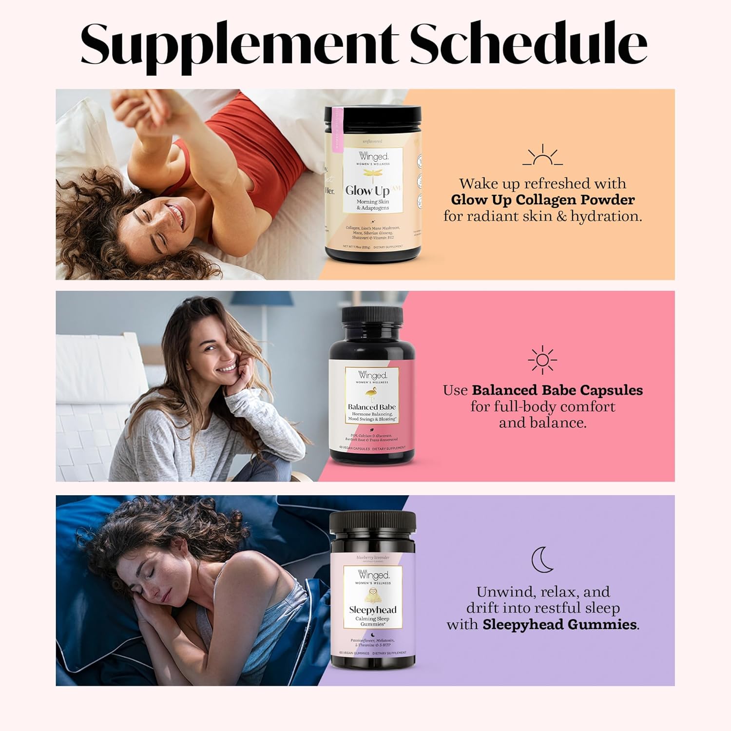 Winged Wellness Balance Babe, Hormone Balance & Estrogen Detox Supplement for Women - 100mg DIM & Calcium D-Glucarate & Milk Thistle for PMS Bloating, Cramps, Mood & Hormonal Acne Support, 60 Capsules