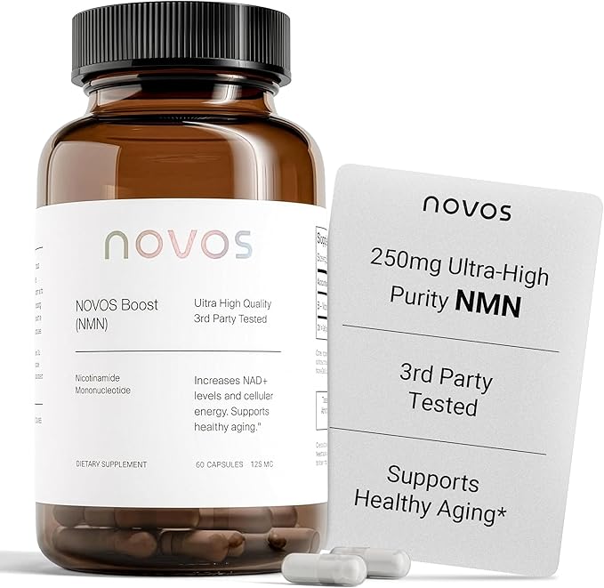 Novos Boost NMN - Contains 250 mg of High-Purity NMN, 60 Capsules, Supports Cellular Repair and DNA Protection, Boosts NAD+