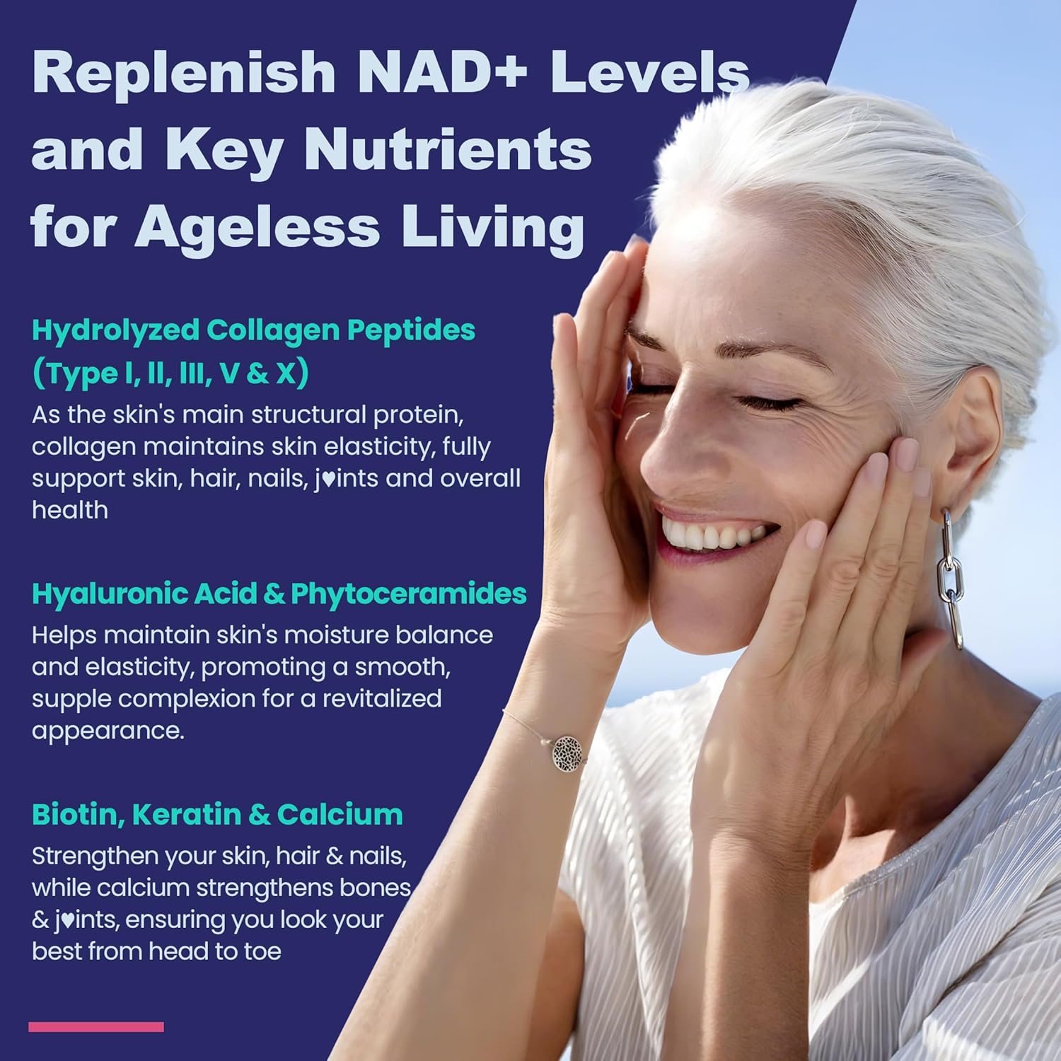 Nicotinamide 500mg Gummies, NAD+ Supplement for Women & Men w/Collagen Peptides, (Flush Free Niacin) Vitamin B3 Niacinamide for Anti-Aging, NAD+ Levels, Longevity, Focus & Brain, Sugar Free, 60Cts