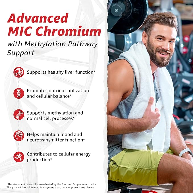 10X Health MIC Chromium Supplements - 60 Capsules - Contains Choline Inositol & L Methionine - Mineral Supplements for Daily Nutritional Support - Chromium, L-Methionine, Choline Supplements