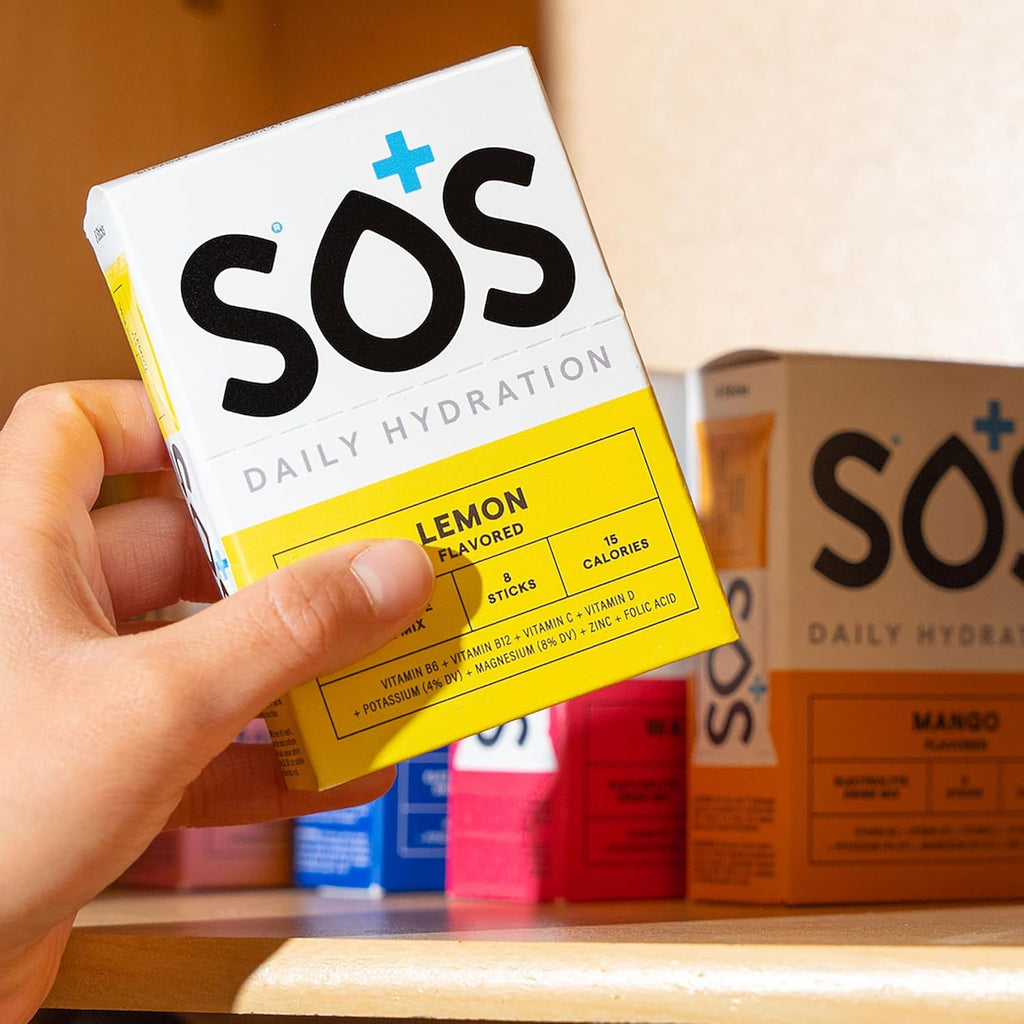 SOS Hydration Electrolyte Powder 8 Stick Packs – Low-Calorie, Rapid Rehydration, Made in USA, Keto (8 Servings, Mixed Berry)