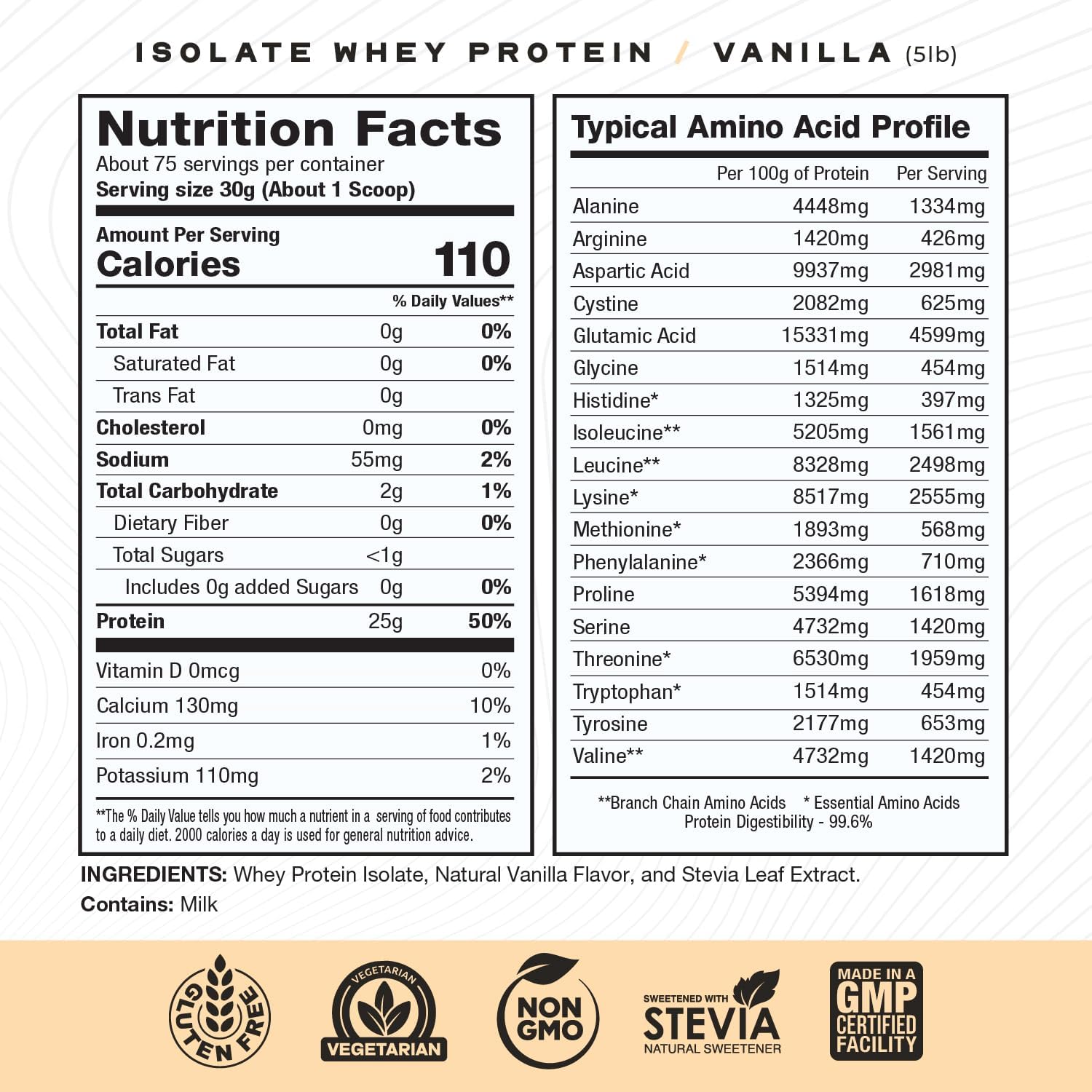 Muscle Feast Grass-Fed Whey Protein Isolate, All Natural Hormone Free Pasture Raised, Whey Isolate Protein Powder for Men and Women, Clean, Gluten-Free, Delicious Isolate Protein - Vanilla, 5lb