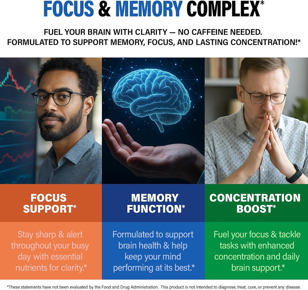 Multivitamin for Men - B-Complex | Whole Foods & Enzymes - Energy, Focus & Brain | Men's Health Complex - 46in1 Mens Multivitamin - Bioavailable & Gentle on Stomach - Made in USA - 90 Capsules, 1/Day